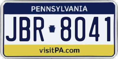 PA license plate JBR8041