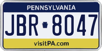 PA license plate JBR8047