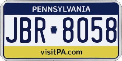 PA license plate JBR8058