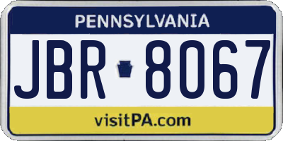 PA license plate JBR8067