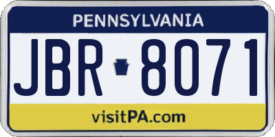 PA license plate JBR8071