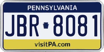 PA license plate JBR8081