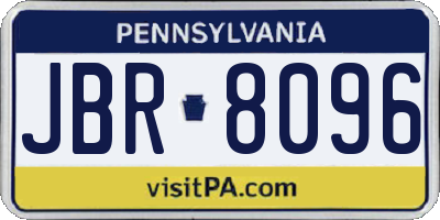 PA license plate JBR8096