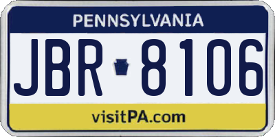 PA license plate JBR8106