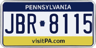 PA license plate JBR8115