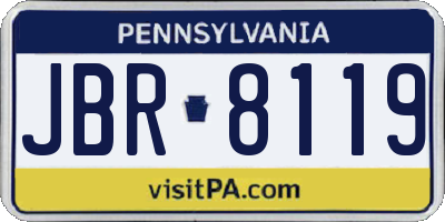PA license plate JBR8119