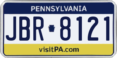 PA license plate JBR8121