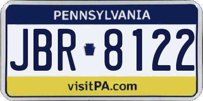PA license plate JBR8122