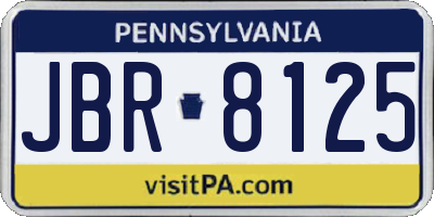 PA license plate JBR8125