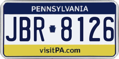 PA license plate JBR8126
