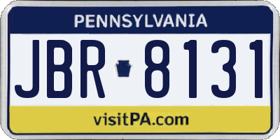 PA license plate JBR8131