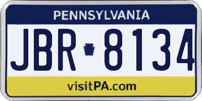 PA license plate JBR8134