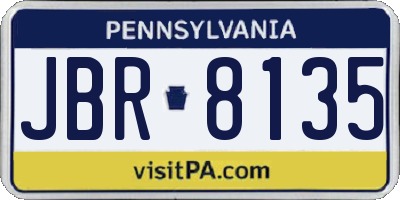 PA license plate JBR8135