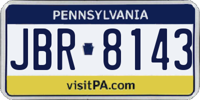 PA license plate JBR8143