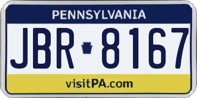 PA license plate JBR8167
