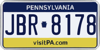 PA license plate JBR8178