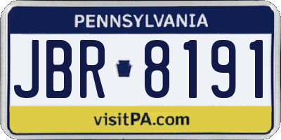 PA license plate JBR8191