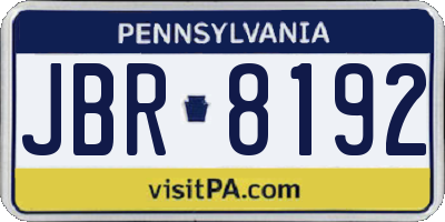 PA license plate JBR8192