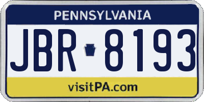 PA license plate JBR8193
