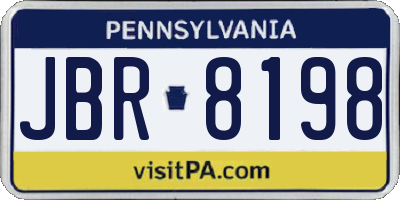 PA license plate JBR8198