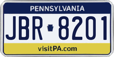 PA license plate JBR8201