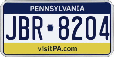 PA license plate JBR8204