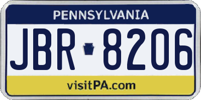 PA license plate JBR8206