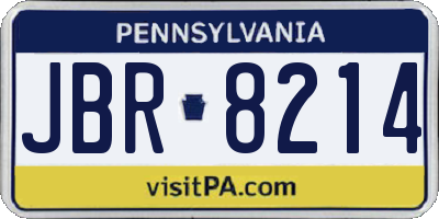 PA license plate JBR8214