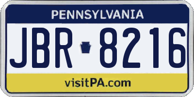 PA license plate JBR8216