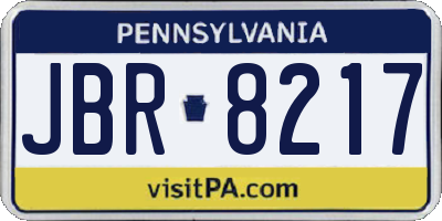 PA license plate JBR8217