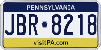 PA license plate JBR8218