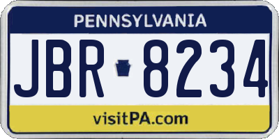 PA license plate JBR8234
