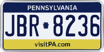 PA license plate JBR8236
