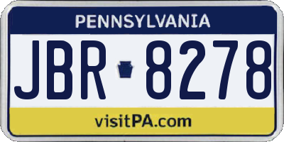 PA license plate JBR8278