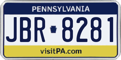 PA license plate JBR8281