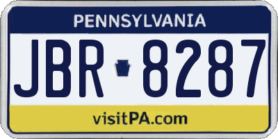 PA license plate JBR8287