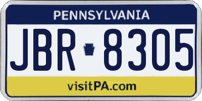 PA license plate JBR8305
