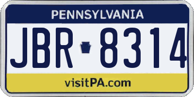 PA license plate JBR8314
