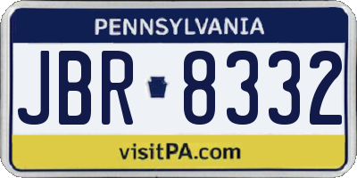 PA license plate JBR8332
