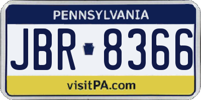 PA license plate JBR8366