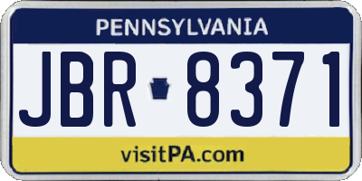 PA license plate JBR8371