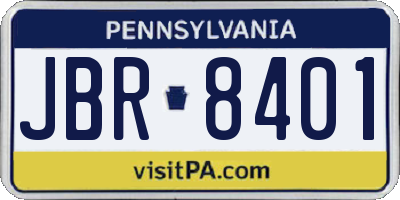PA license plate JBR8401