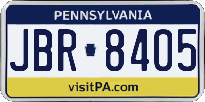 PA license plate JBR8405