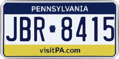 PA license plate JBR8415