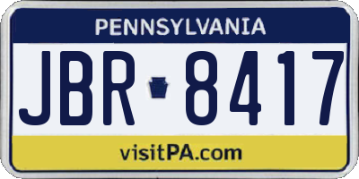 PA license plate JBR8417