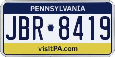 PA license plate JBR8419