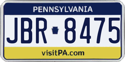 PA license plate JBR8475