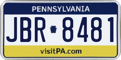 PA license plate JBR8481