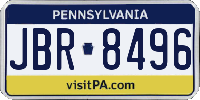 PA license plate JBR8496