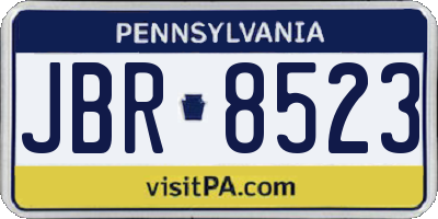 PA license plate JBR8523